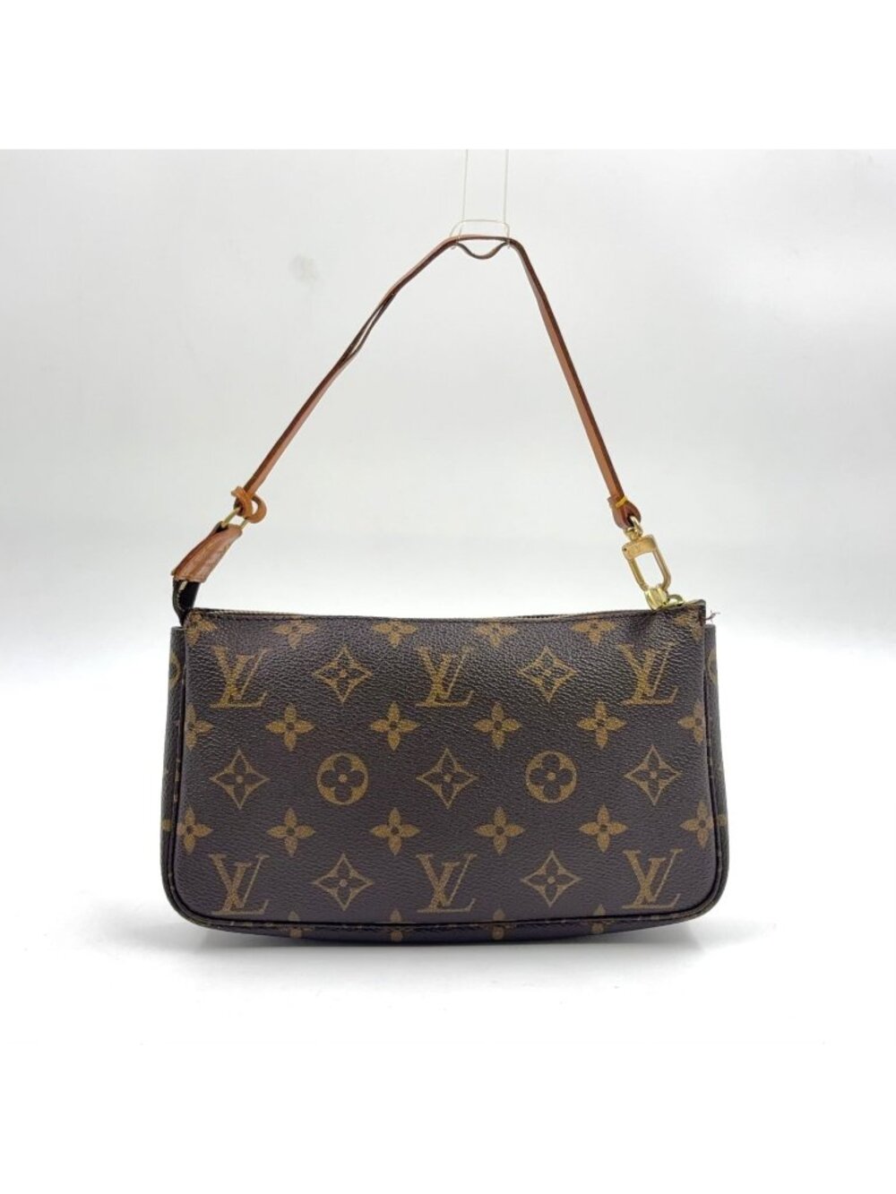 Louis Vuitton Pochette Accessoires Monogram Leather Brown Light Handbag Gold